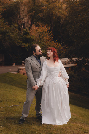 Cinematic outdoor portraits at Dalhousie Castle Scotland romantic castle elopement