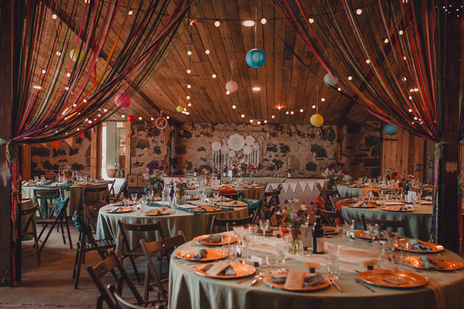 Wedding table decoration at Comrie Croft captured by a Scotland wedding photographer.