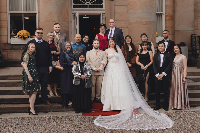 Relaxed family wedding portraits in the gardens of Balbirnie House Hotel Scotland