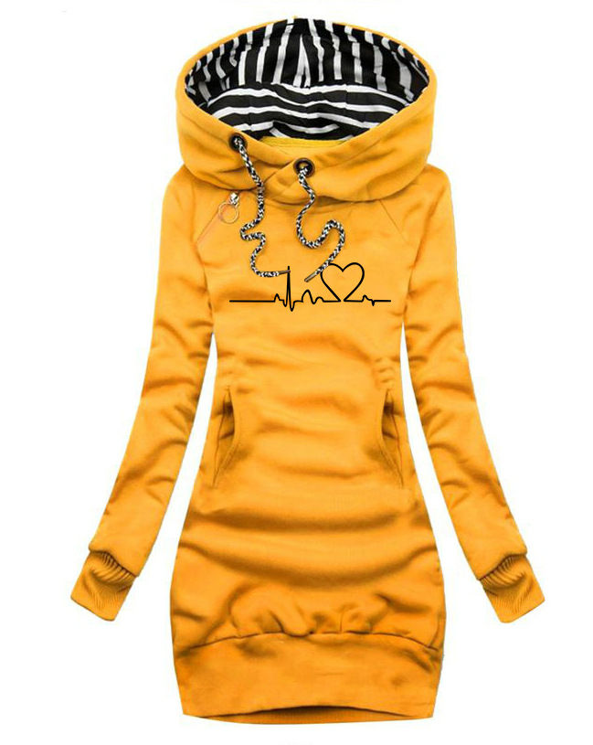 Thumbnail: Heart Print Long Clothes Women Hoodie Sweatshirt Pullover Tops