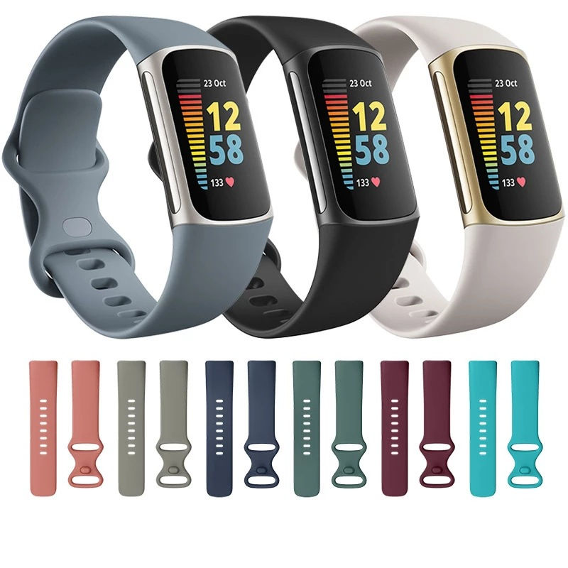 Thumbnail: Suitable For Fitbit Charge5 Silicone Strap Smart Bracelet Sports Replacement Wr