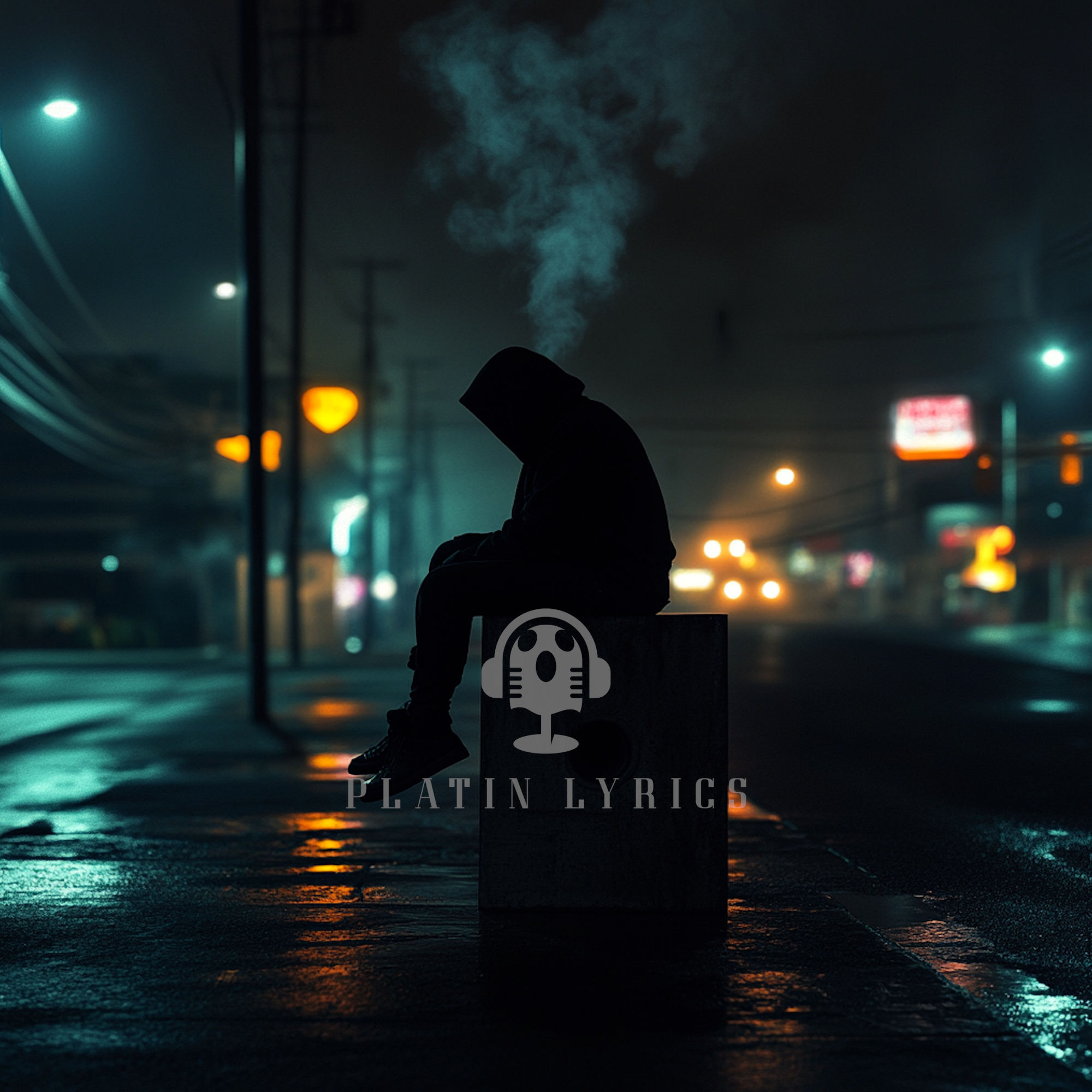 Buy ‘Smoking Man Sitting on a Speaker’ – moody, urban digital artwork with music vibes. Perfect for album covers, posters