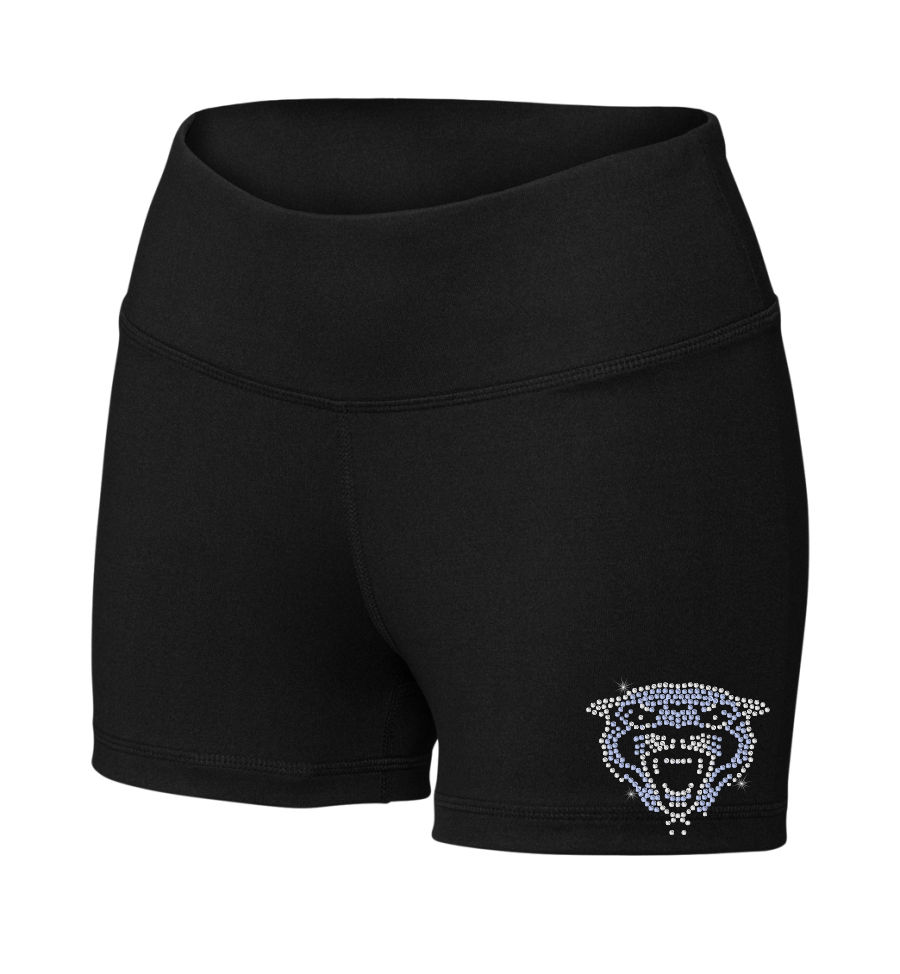 Compression shorts w/rhinestone cougar head