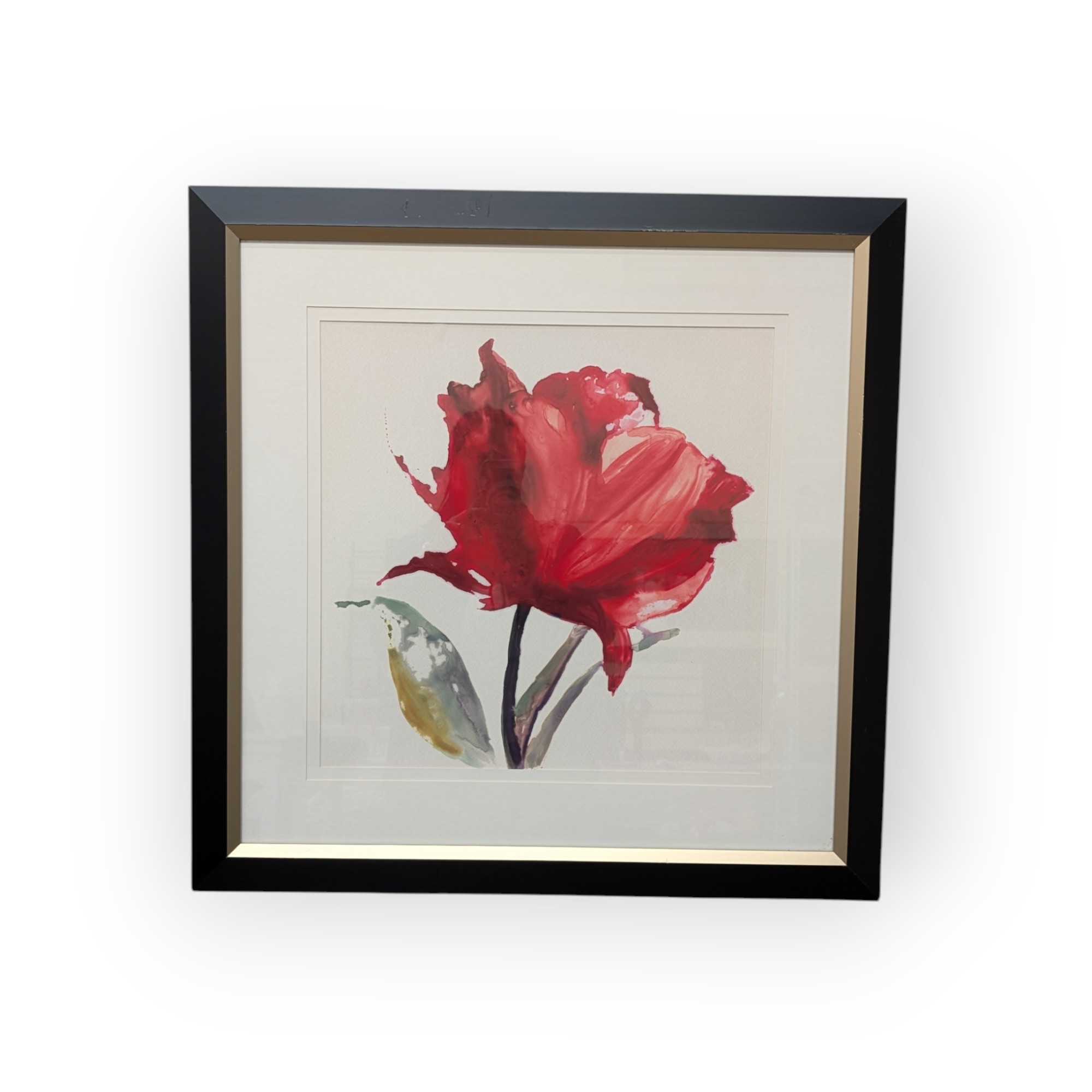 Pair of Red Floral Watercolor Prints