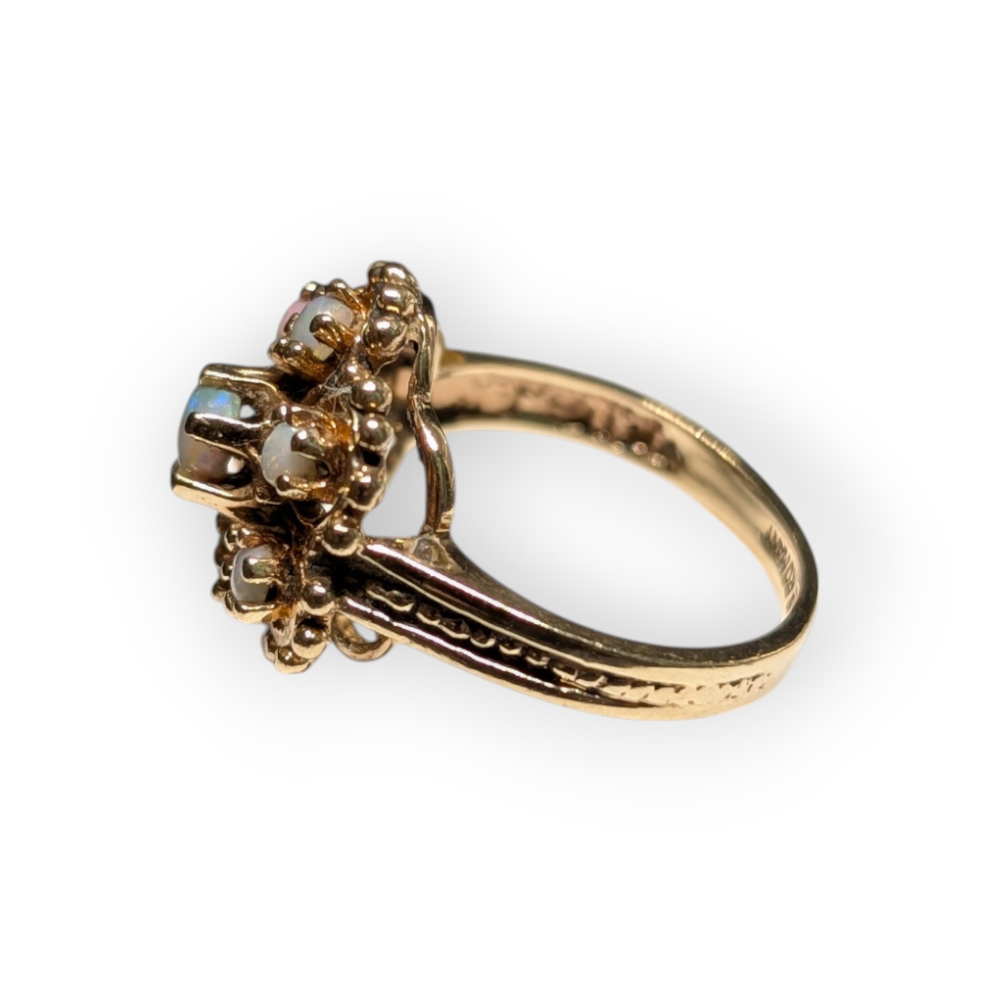 Opal and Gold Cluster Cocktail Ring, Circa 1970s – Image 4