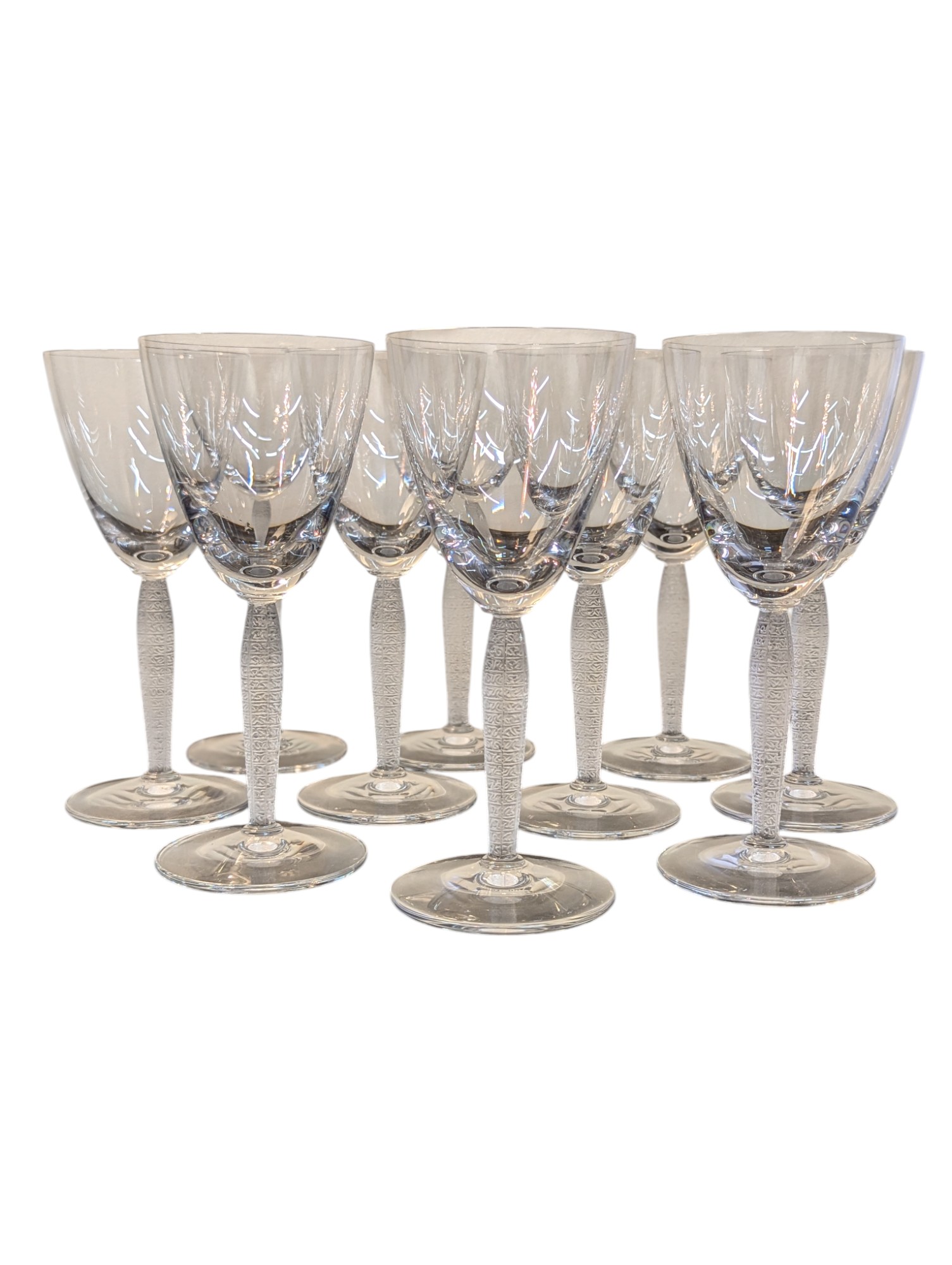 Set of 10 Lalique French Crystal Wine Glasses - Louvre – Default Title