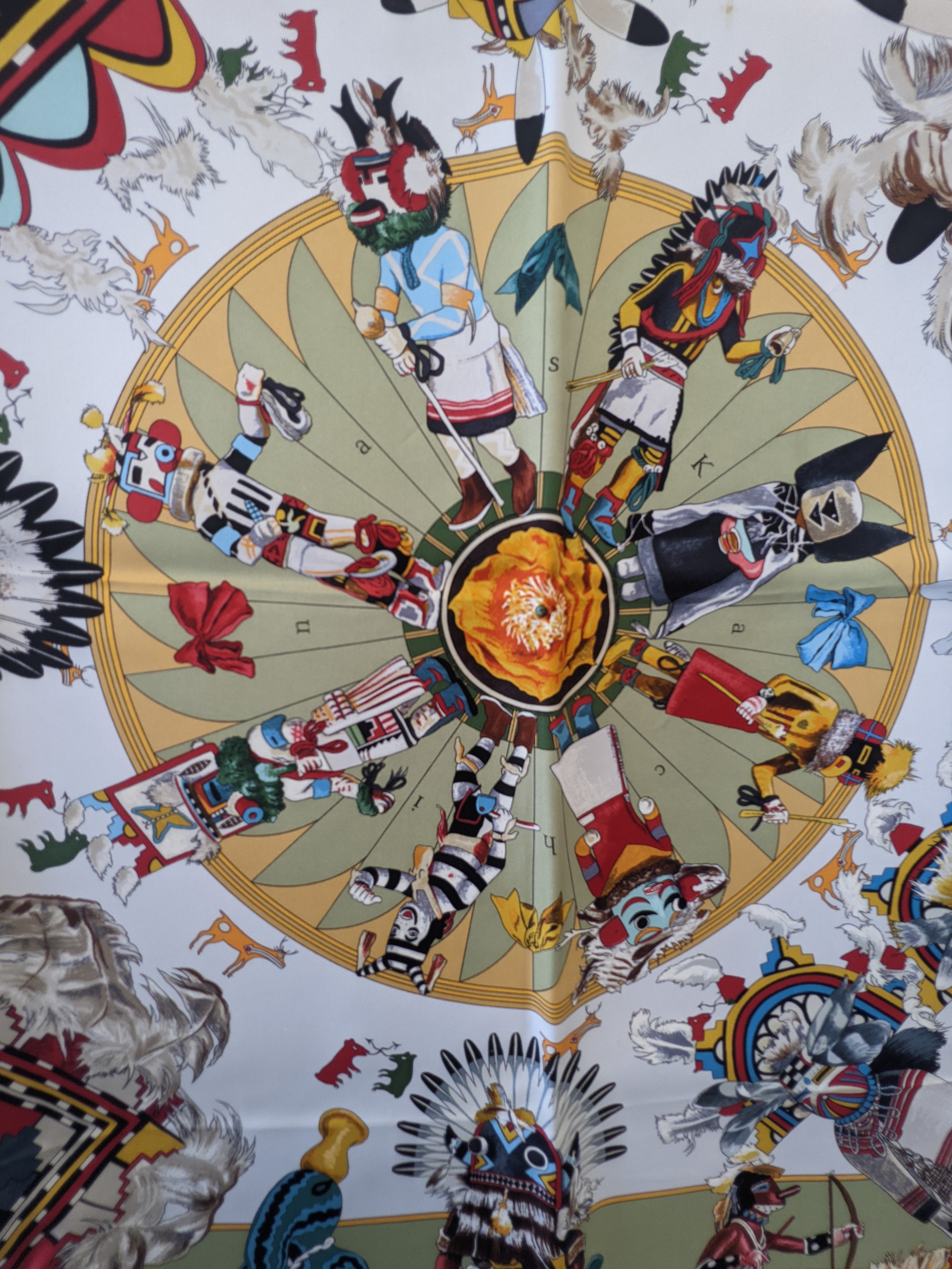 Hermès Mustard Silk Kachinas Scarf, Kermit Oliver in Box – Image 5