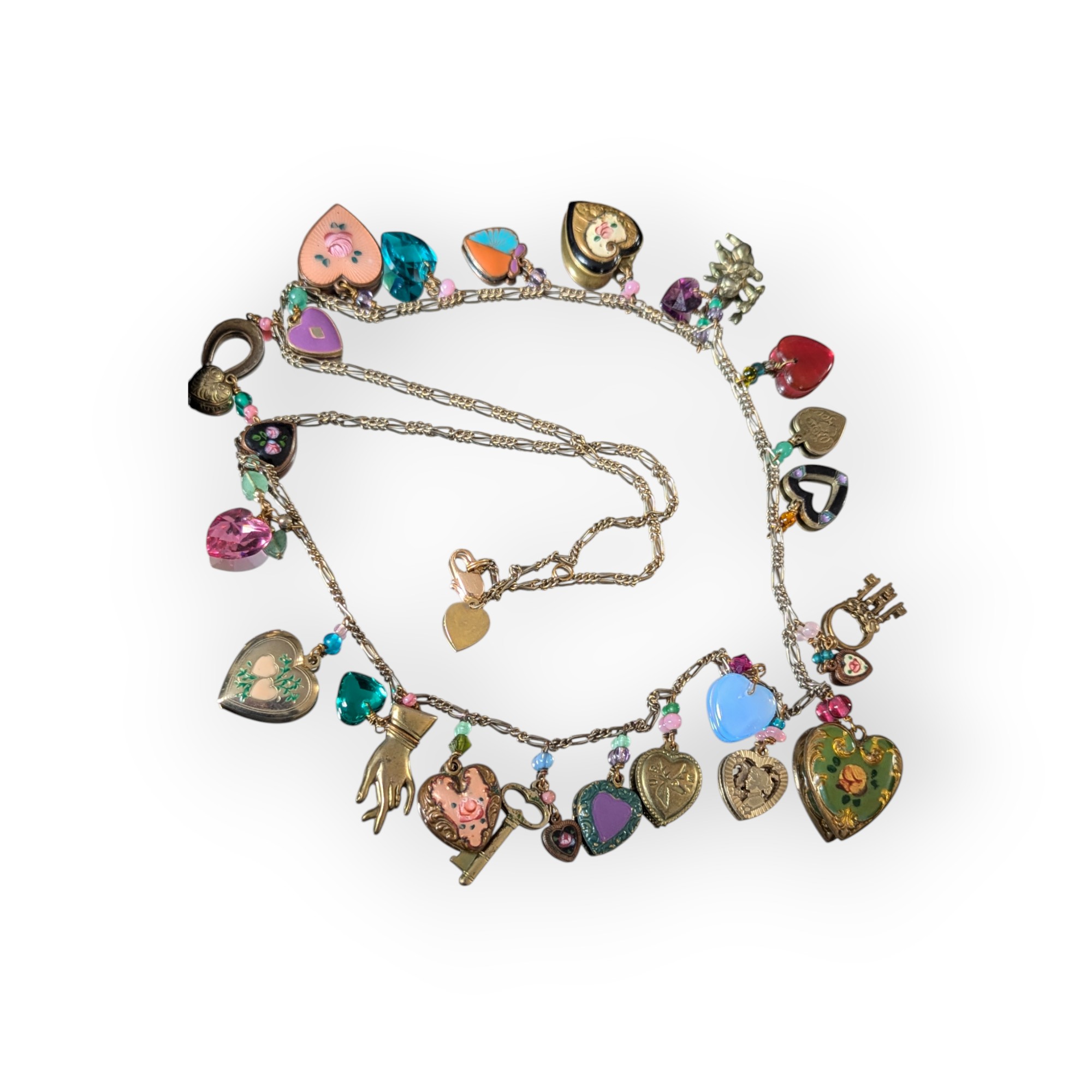 Vintage Rare Signed Lucy Isaacs 23 Charm Necklace – Image 4