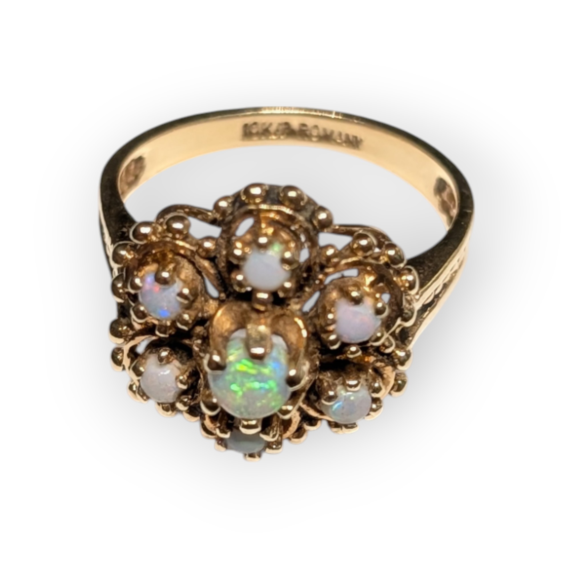 Opal and Gold Cluster Cocktail Ring, Circa 1970s