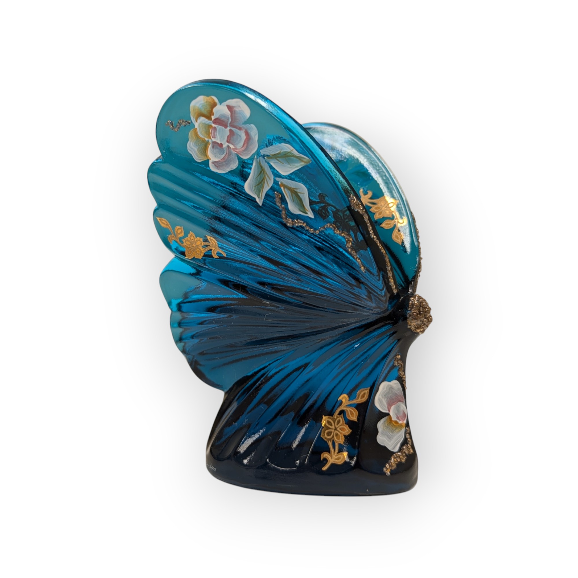 Fenton Glass Blue Butterfly Hand Painted Figurine – Default Title