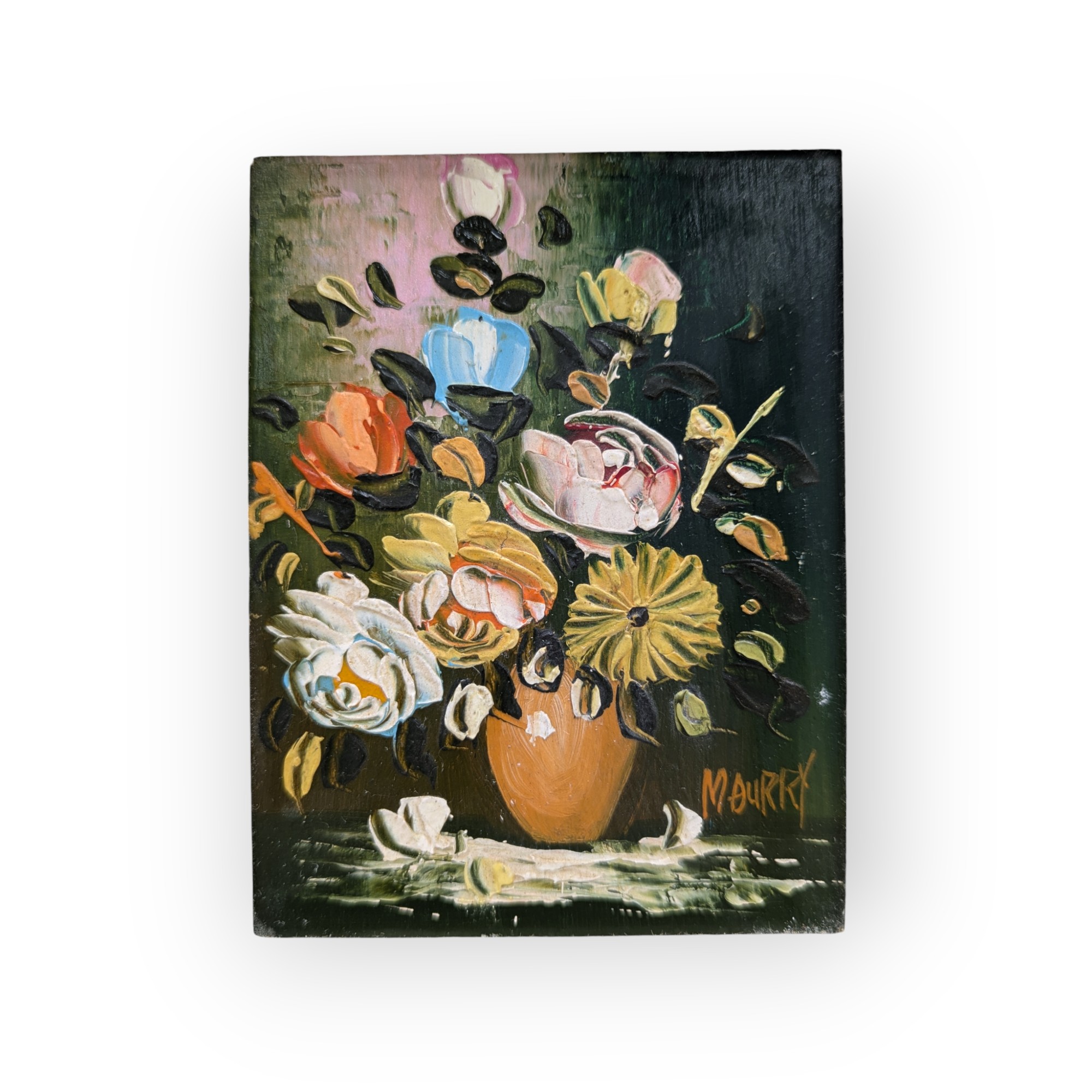 Original Miniature MCM Painting of Flowers