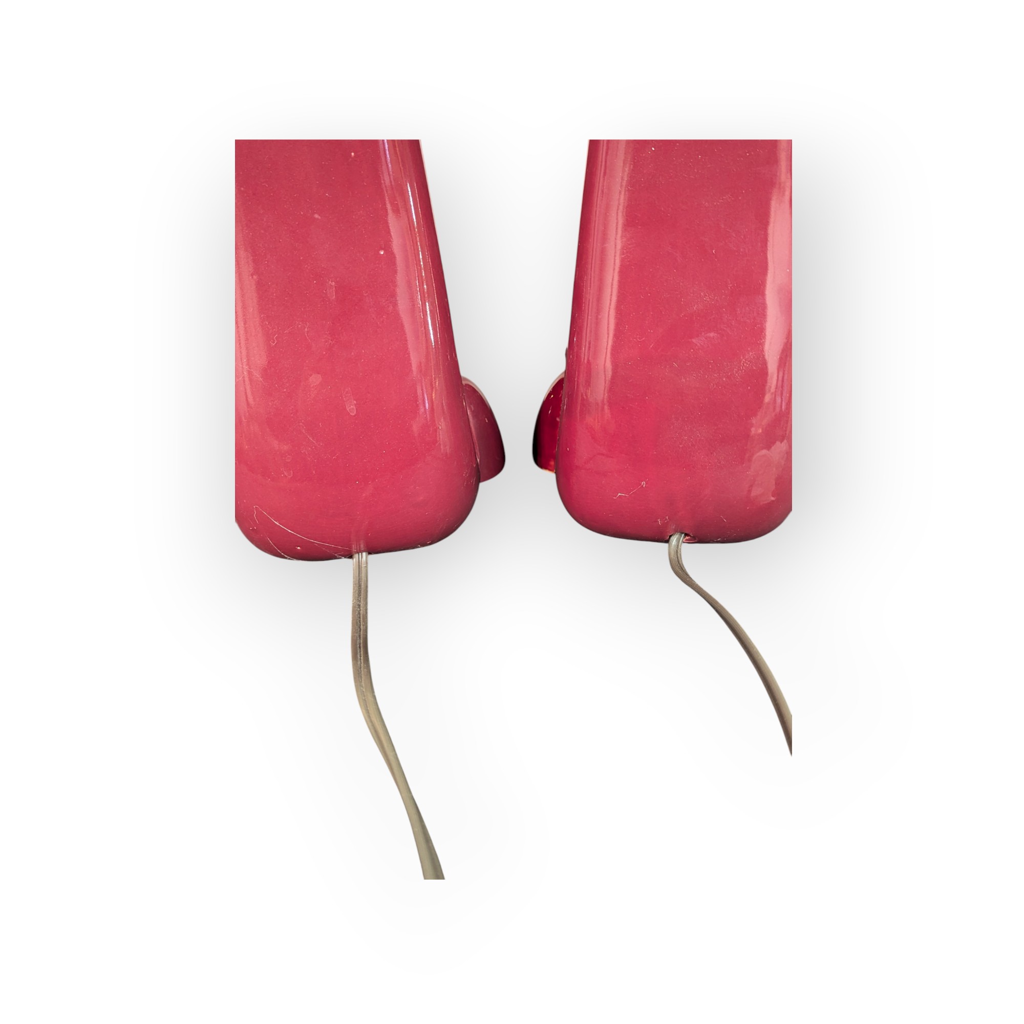 Pair of Burgundy Ceramic Berry Leaf Lamps – Image 5