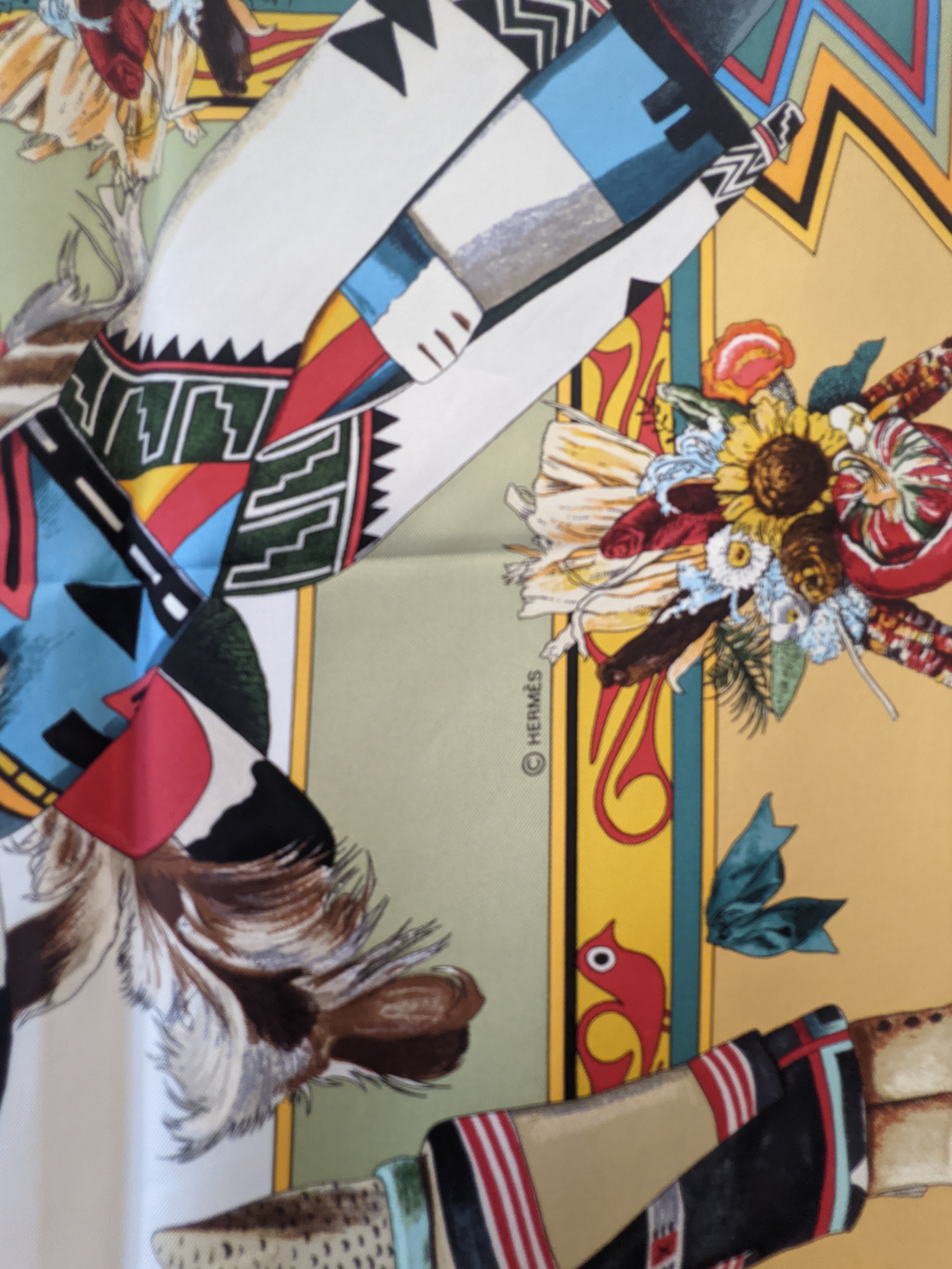 Hermès Mustard Silk Kachinas Scarf, Kermit Oliver in Box – Image 3