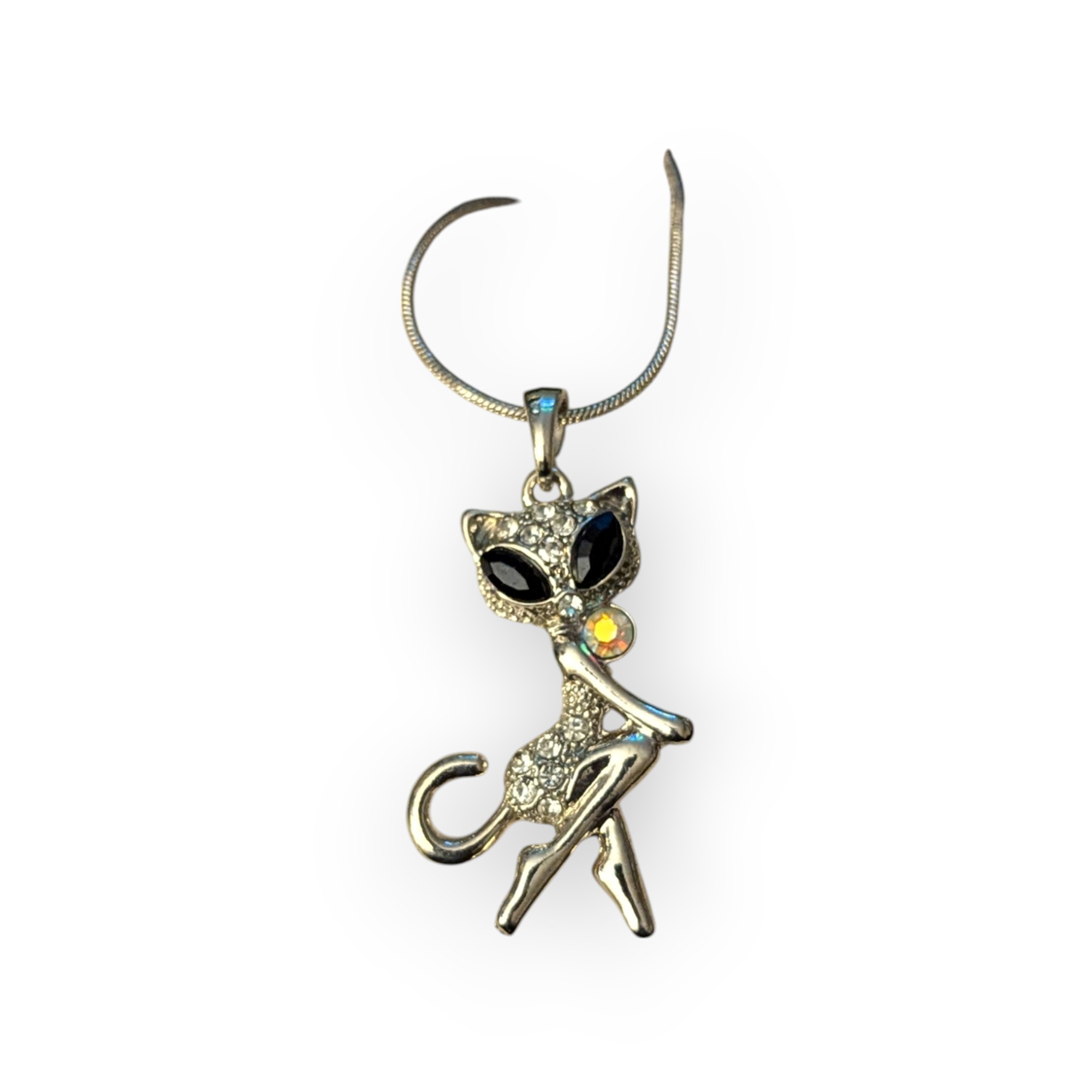 Black Kitty Foxy Swarovski Crystal Necklace – Default Title