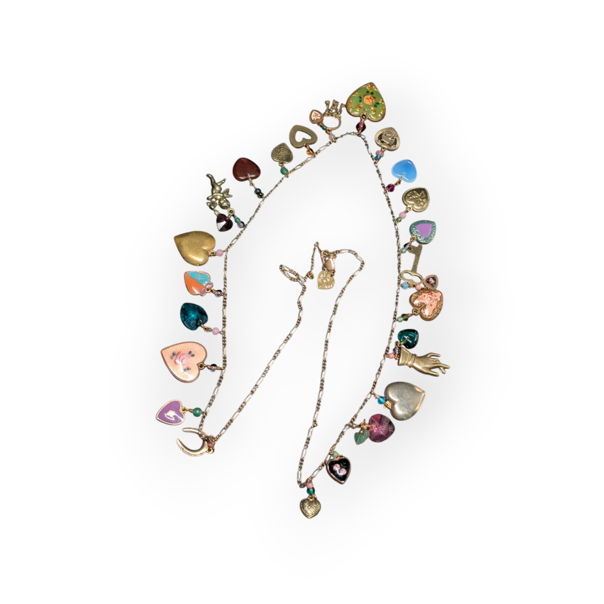 Vintage Rare Signed Lucy Isaacs 23 Charm Necklace – Image 3