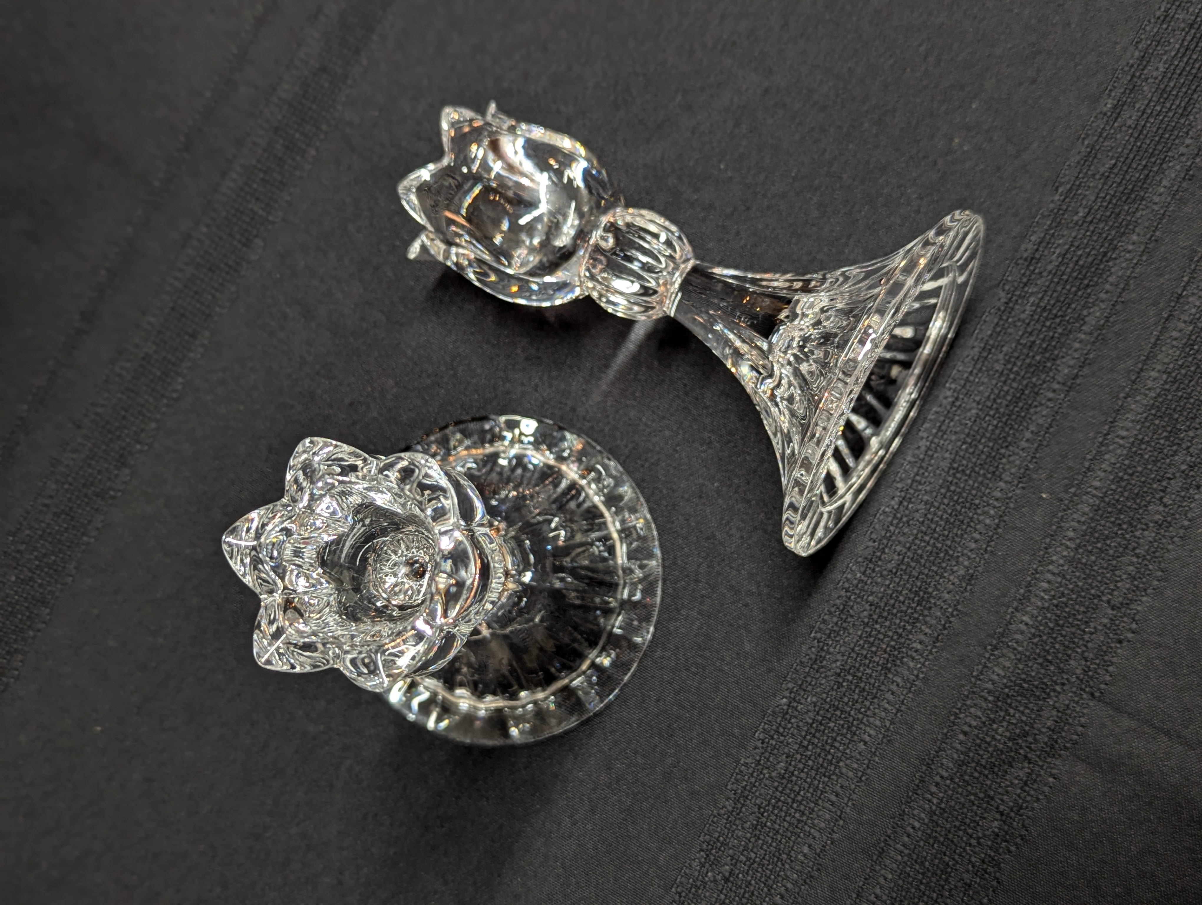 Tulip Floral Crystal Candlestick Set