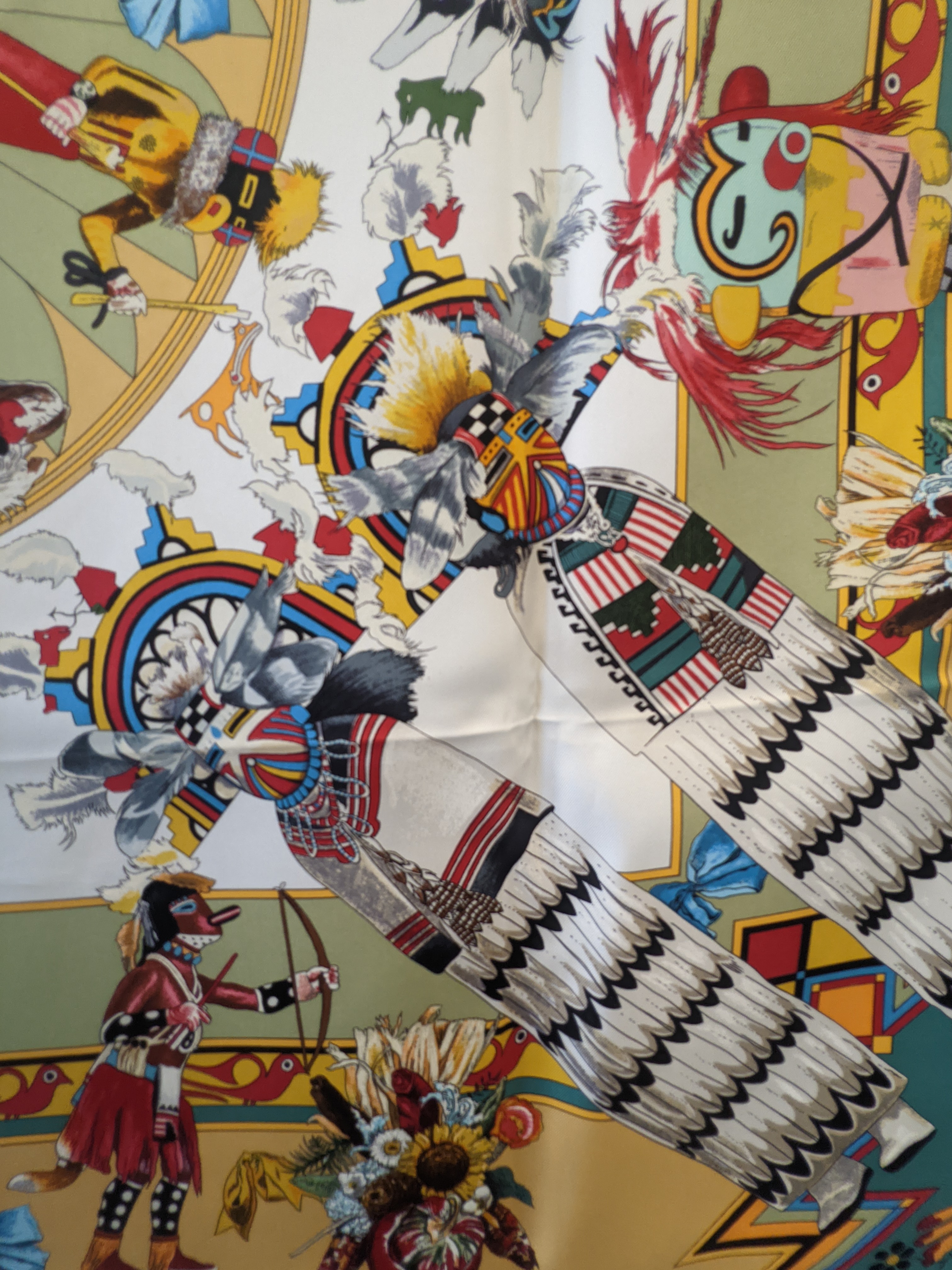 Hermès Mustard Silk Kachinas Scarf, Kermit Oliver in Box – Image 4