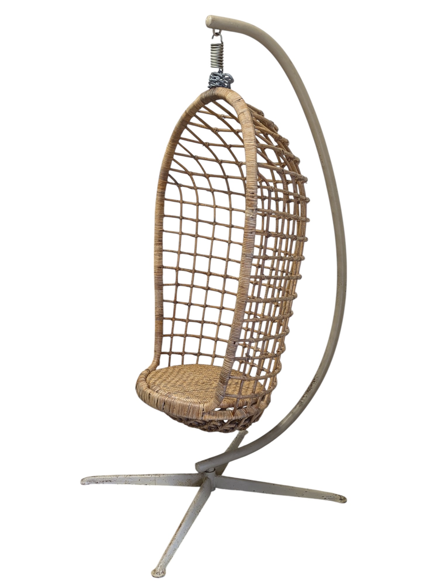 Hanging Wicker Pod Chair With Original Metal Stand