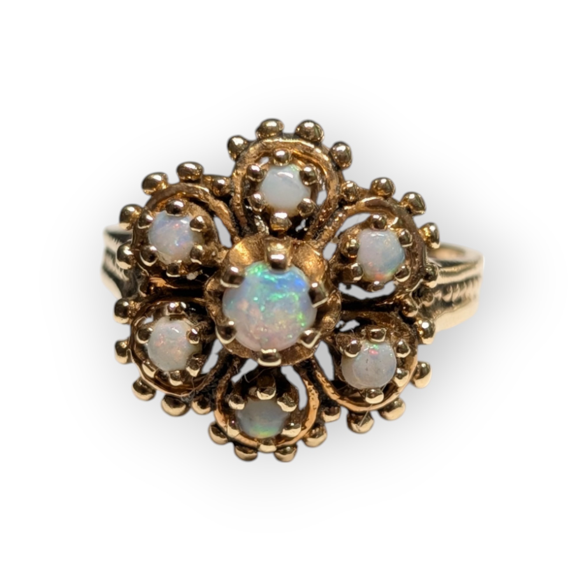 Opal and Gold Cluster Cocktail Ring, Circa 1970s – Default Title