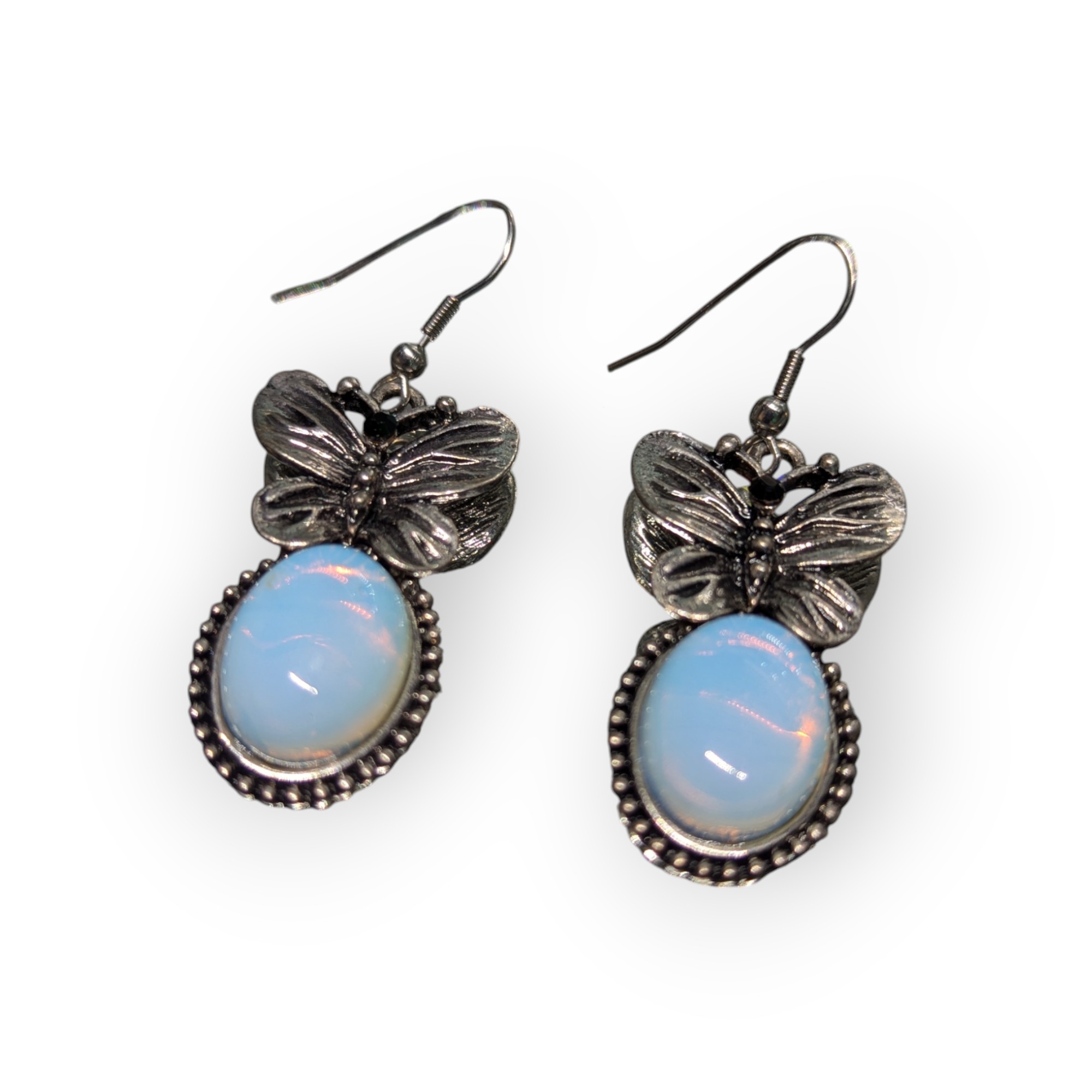 Moonstone Blue Glass Small Vintage Style Earrings – Default Title