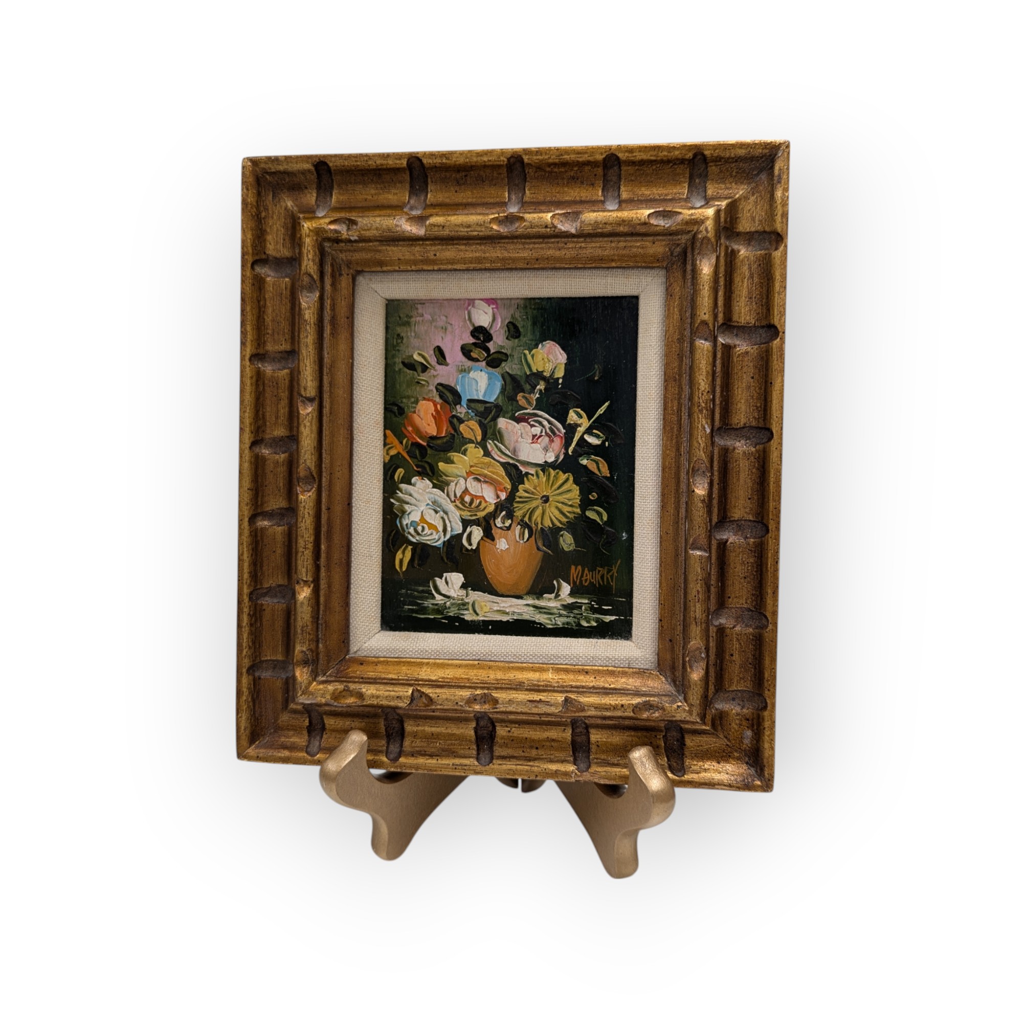 Original Miniature MCM Painting of Flowers – Image 3