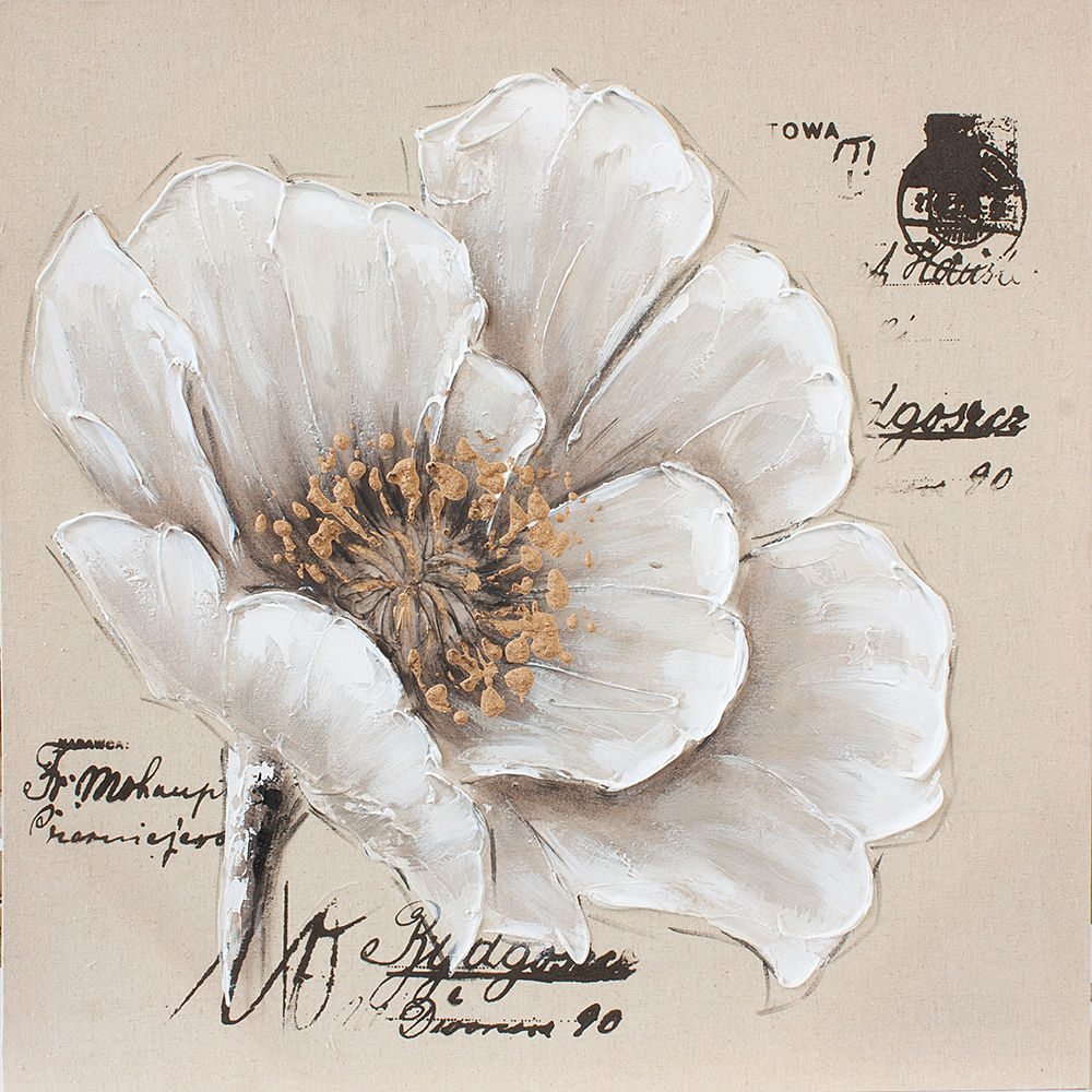 Ölgemälde handgemalt Blumen Leinwand auf 4 cm Holz-Spannrahmen