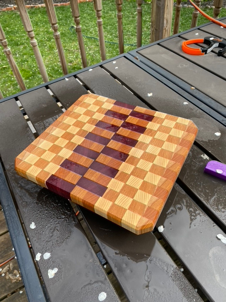 Checked; Cherry, Ash, Purple heart.