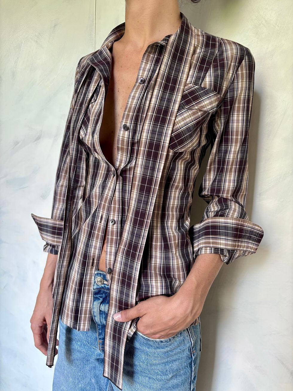 Miniatura: Check shirt brown DOLCE & GABBANA