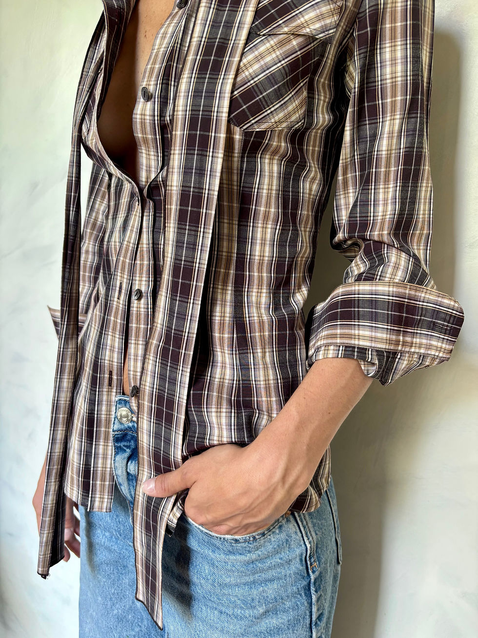 Miniatura: Check shirt brown DOLCE & GABBANA