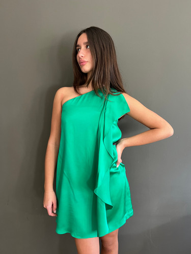 halston heritage green one shoulder dress Green Halston Dresses for Women