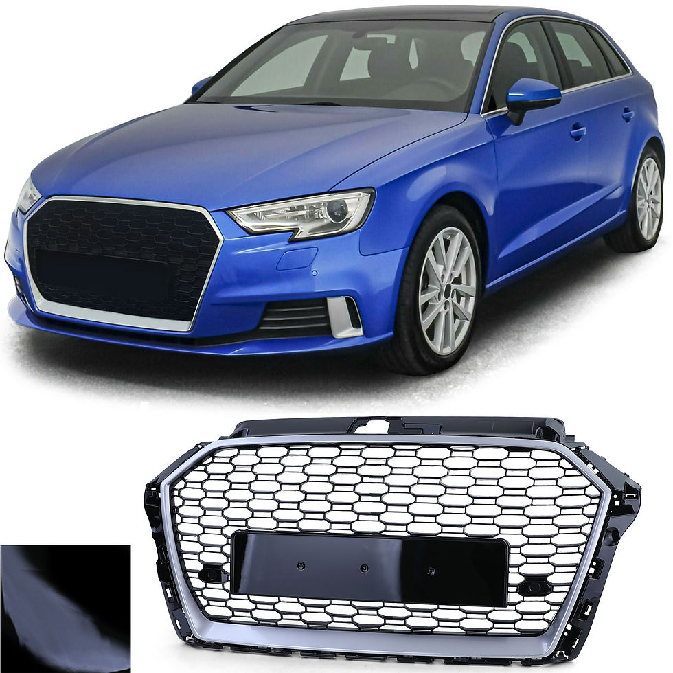 Honeycomb sport grill black gloss silver Audi A3 8V 16-20