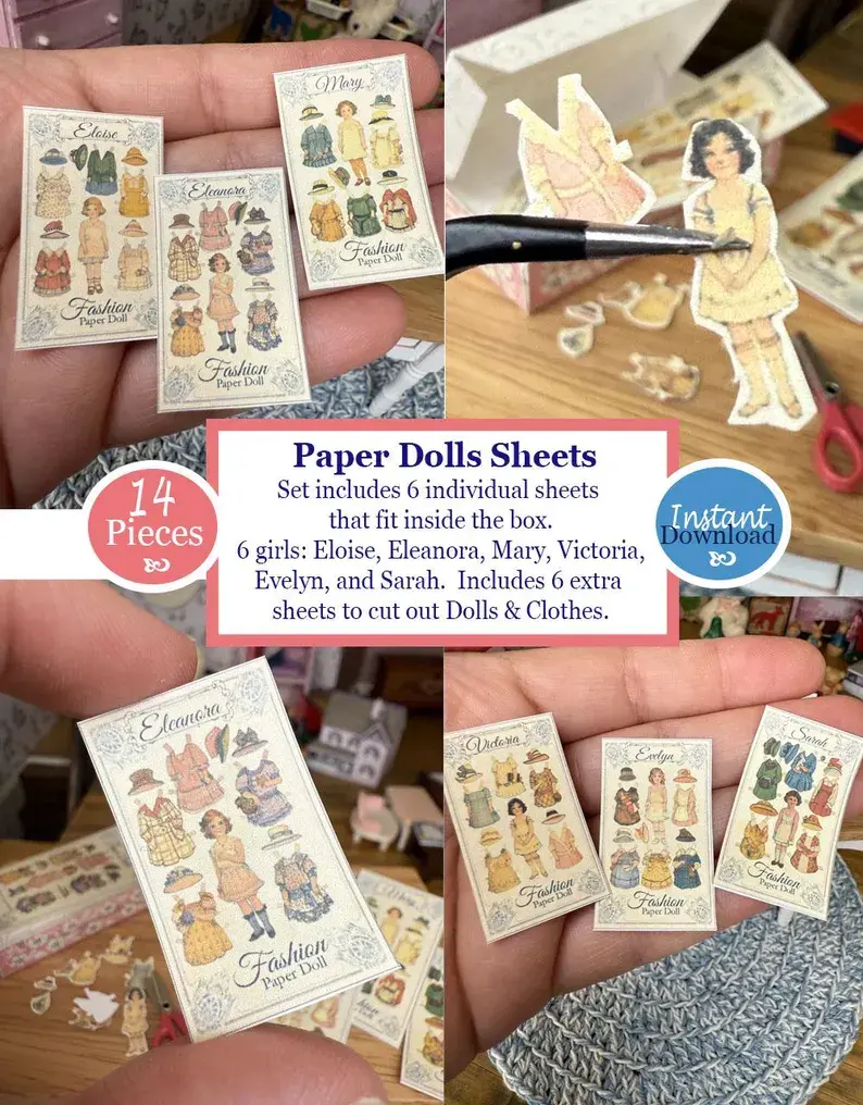 Thumbnail: Vintage Miniature Paper Dolls