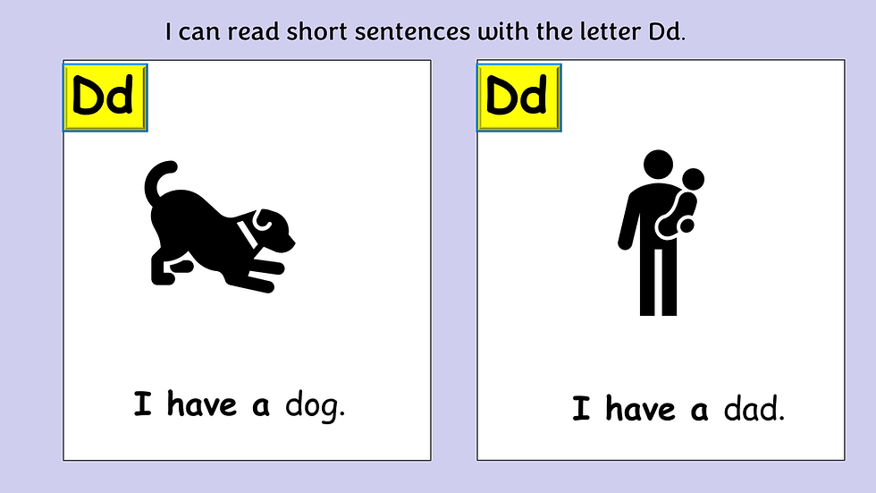 Reading short sentences with the letter Dd.