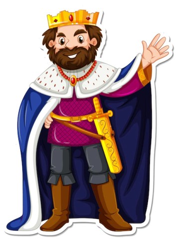 Free vector king with blue robe cartoon character sticker