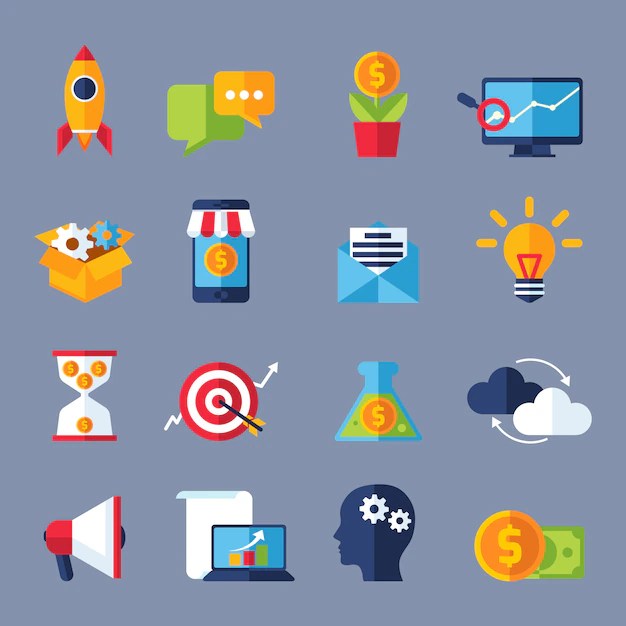 Digital marketing icons pictograph