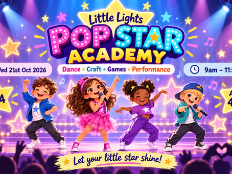 Pop Star Academy October half-term camp for children aged 4–9 at Holy Trinity Church Hall in St Andrews, with dancing, singing and performing activities.