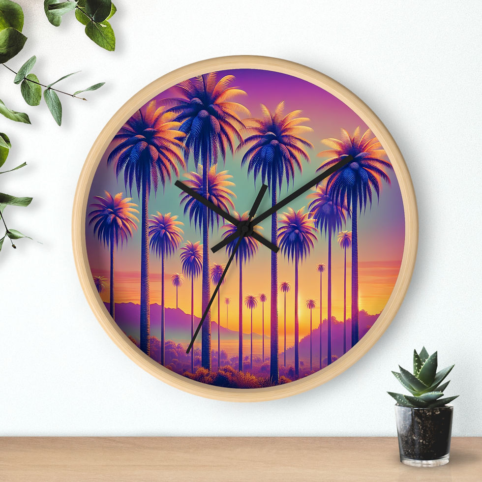Miniaturbild: Wall Clock, Sunset Palms, Hands/Base Color Variants