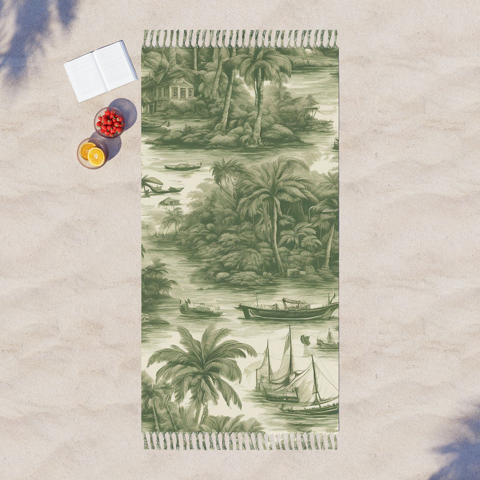 섬네일: Boho Beach Cloth, Tropical Toile #1, Green