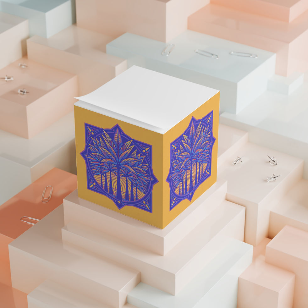 Miniaturbild: Note Cube - Deco Palm Trees, Orange/Purple