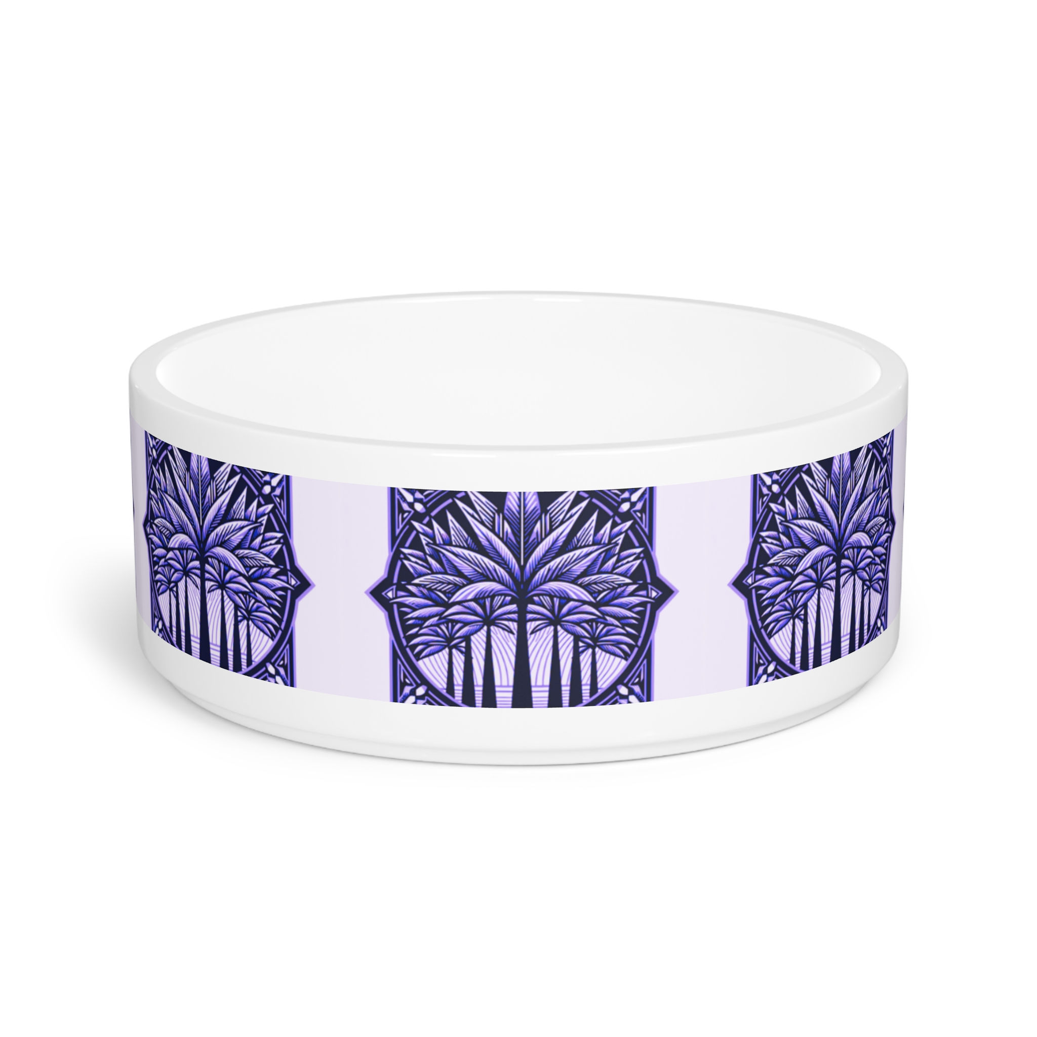 Pet Bowl, Deco Palm Trees, Puprle
