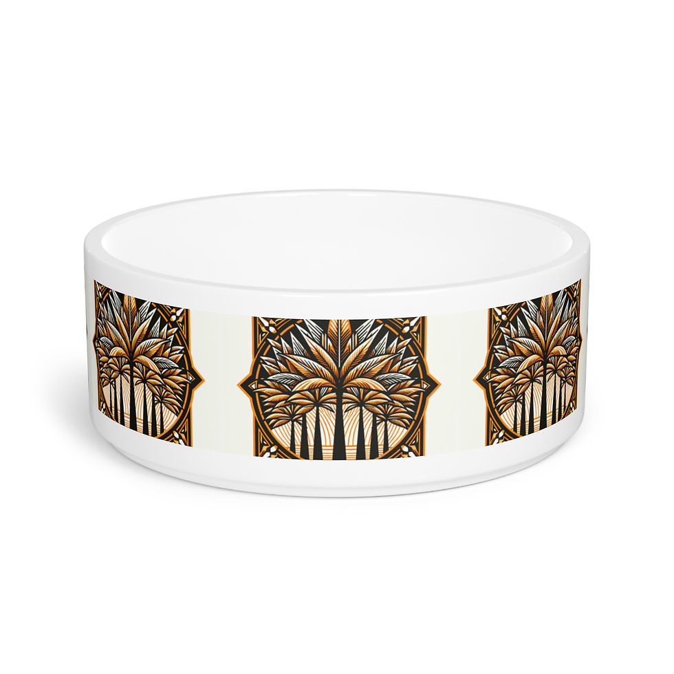Pet Bowl, Deco Palm Trees, Deep Gold