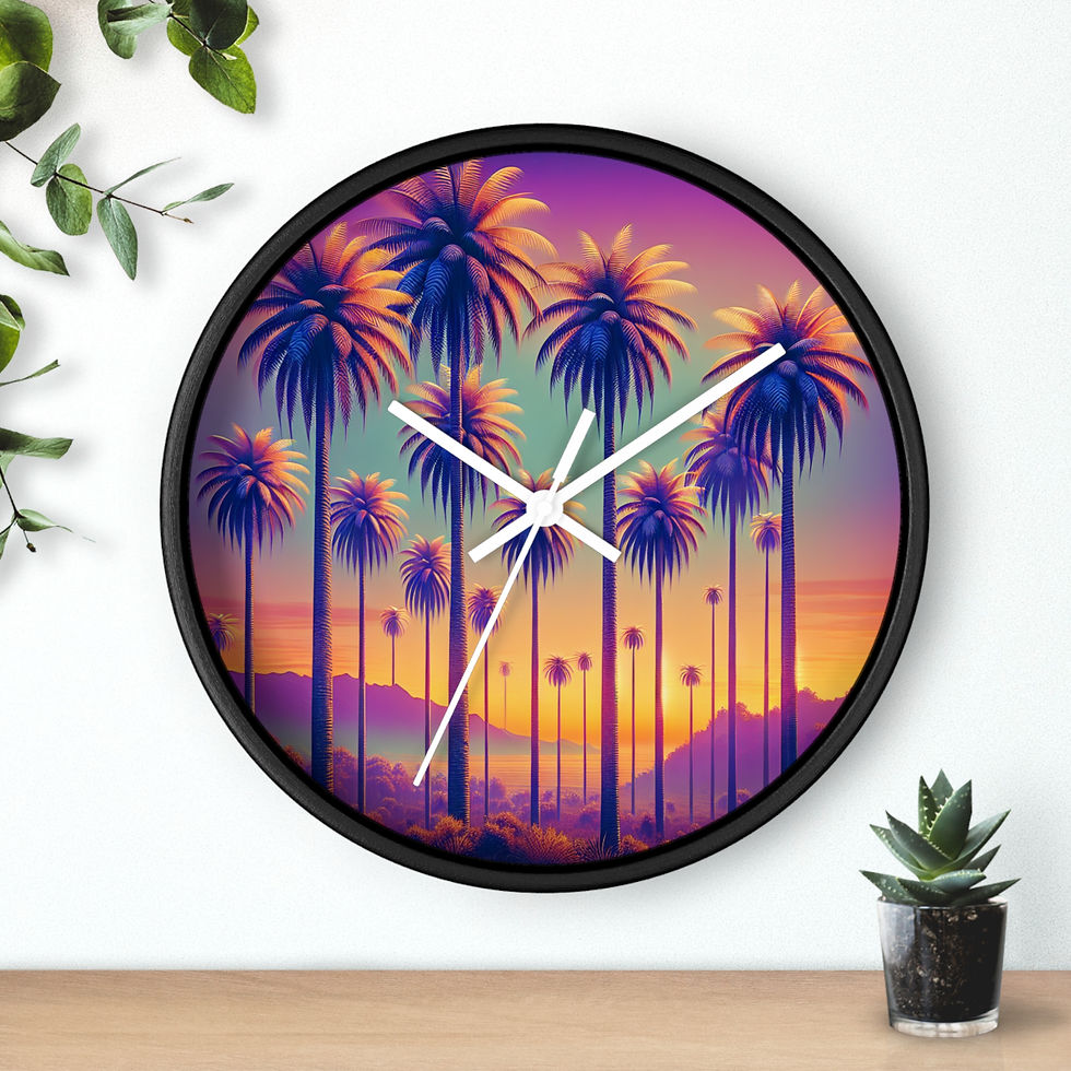 Miniaturbild: Wall Clock, Sunset Palms, Hands/Base Color Variants