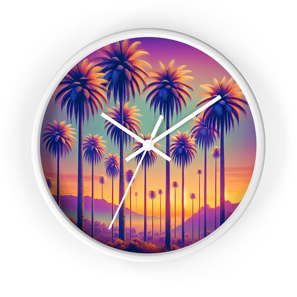 Miniaturbild: Wall Clock, Sunset Palms, Hands/Base Color Variants