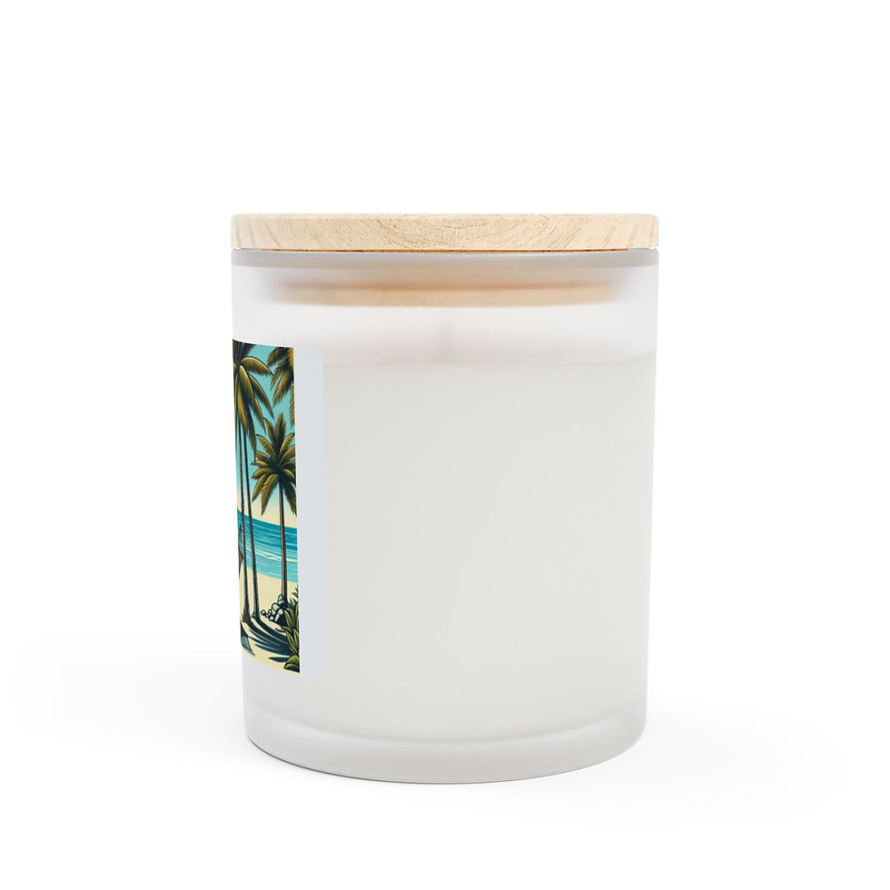 Miniature : Frosted Glass Candle, 11oz, Live the Palm Life, Teal
