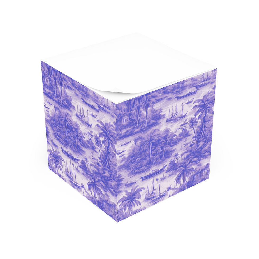 Thumbnail: Note Cube - Tropical Toile #1, Purple