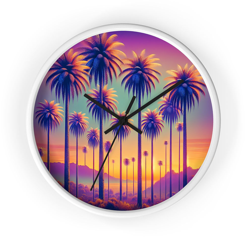 Miniaturbild: Wall Clock, Sunset Palms, Hands/Base Color Variants