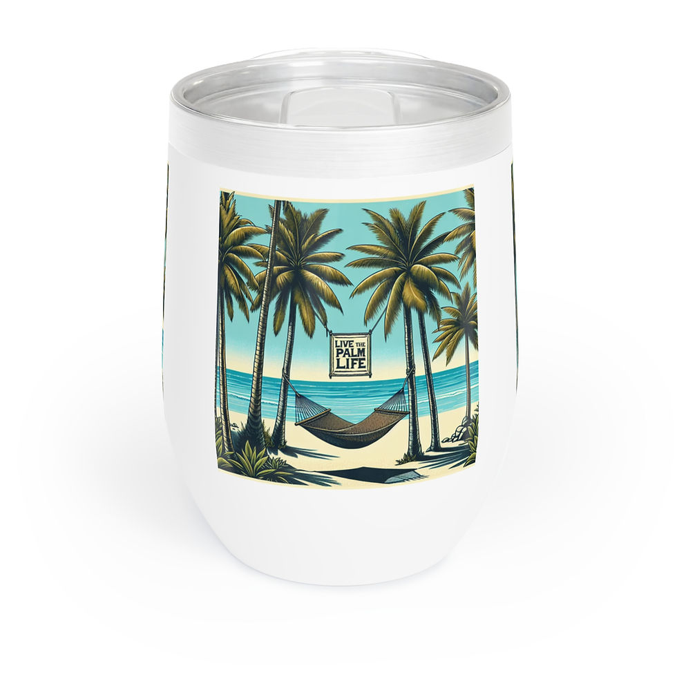 Chill Wine Tumbler, Live the Palm Life, Teal