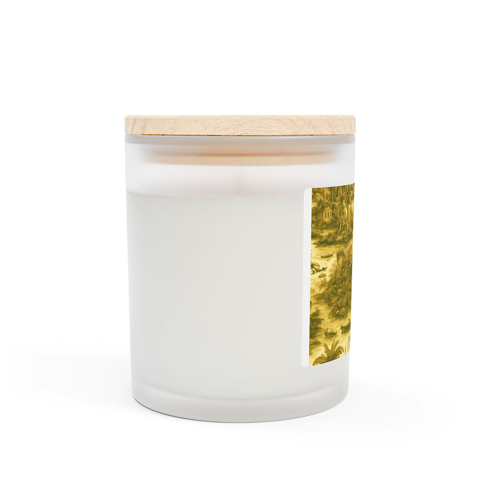 Miniatura: Frosted Glass Candle, 11oz - Tropical Toile, Gold