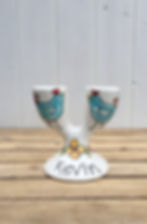 Double Egg Cup with Blue Chicks
