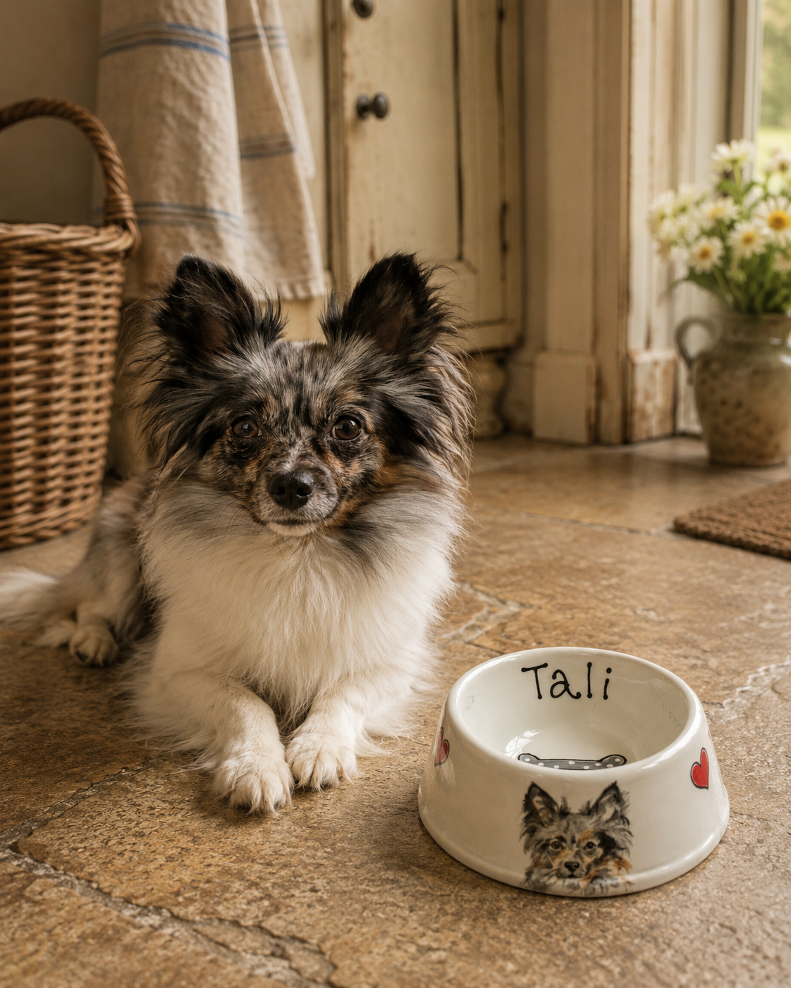 Dog Bowl with Portrait (Angled Sided)